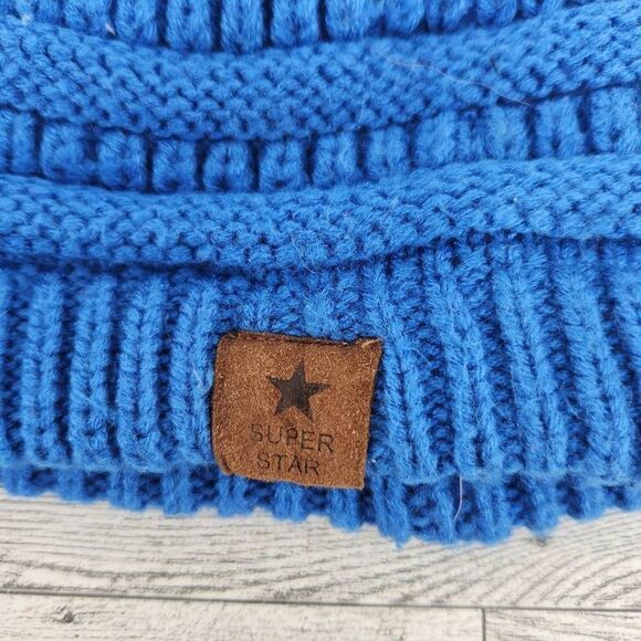 Super Star Blue Knit Beanie Baby Toddler OSFM - Picture 2 of 6
